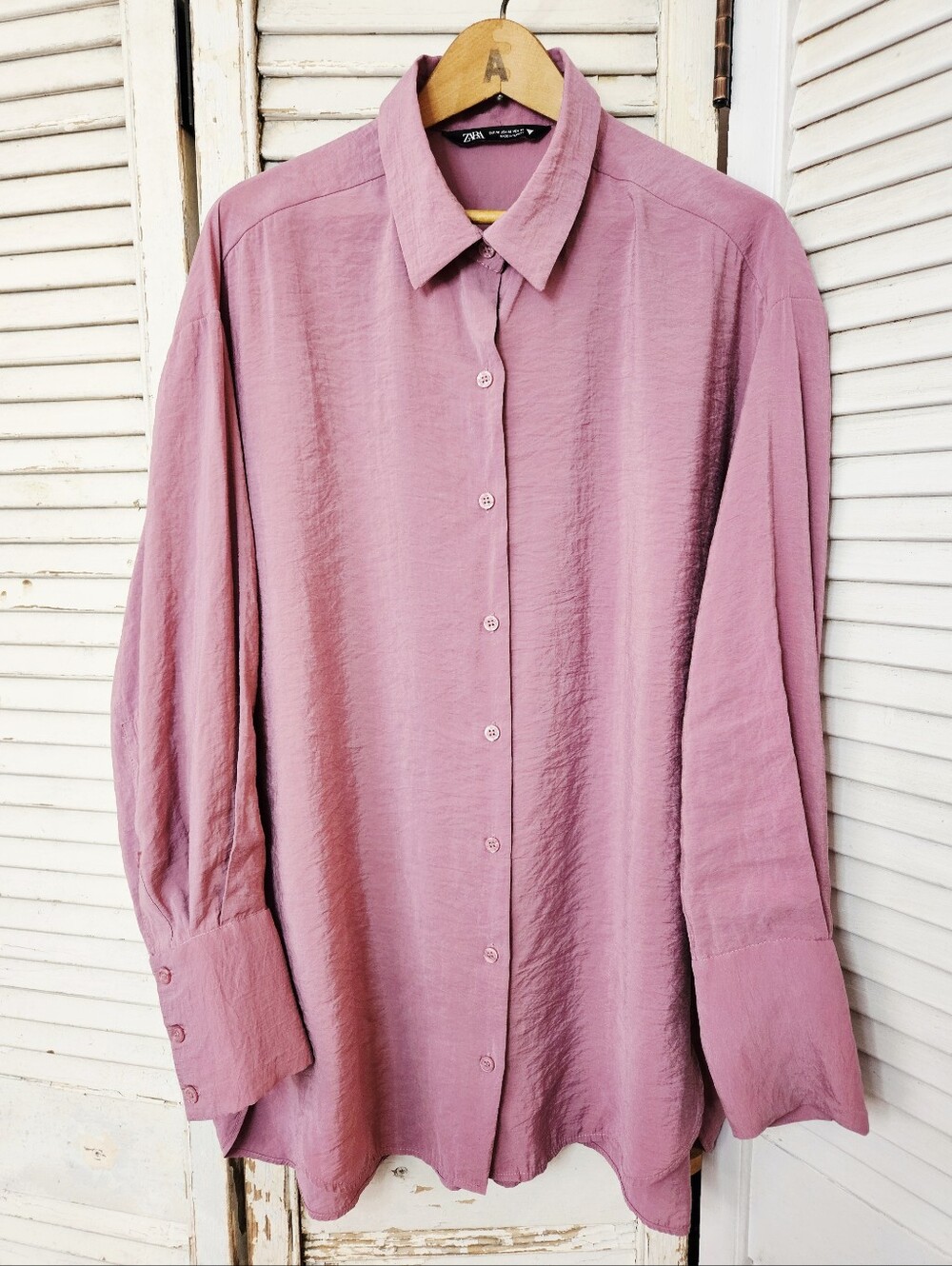 Zara Mauve/Pink Crepe Oversized Blouse Fits Medium To XL